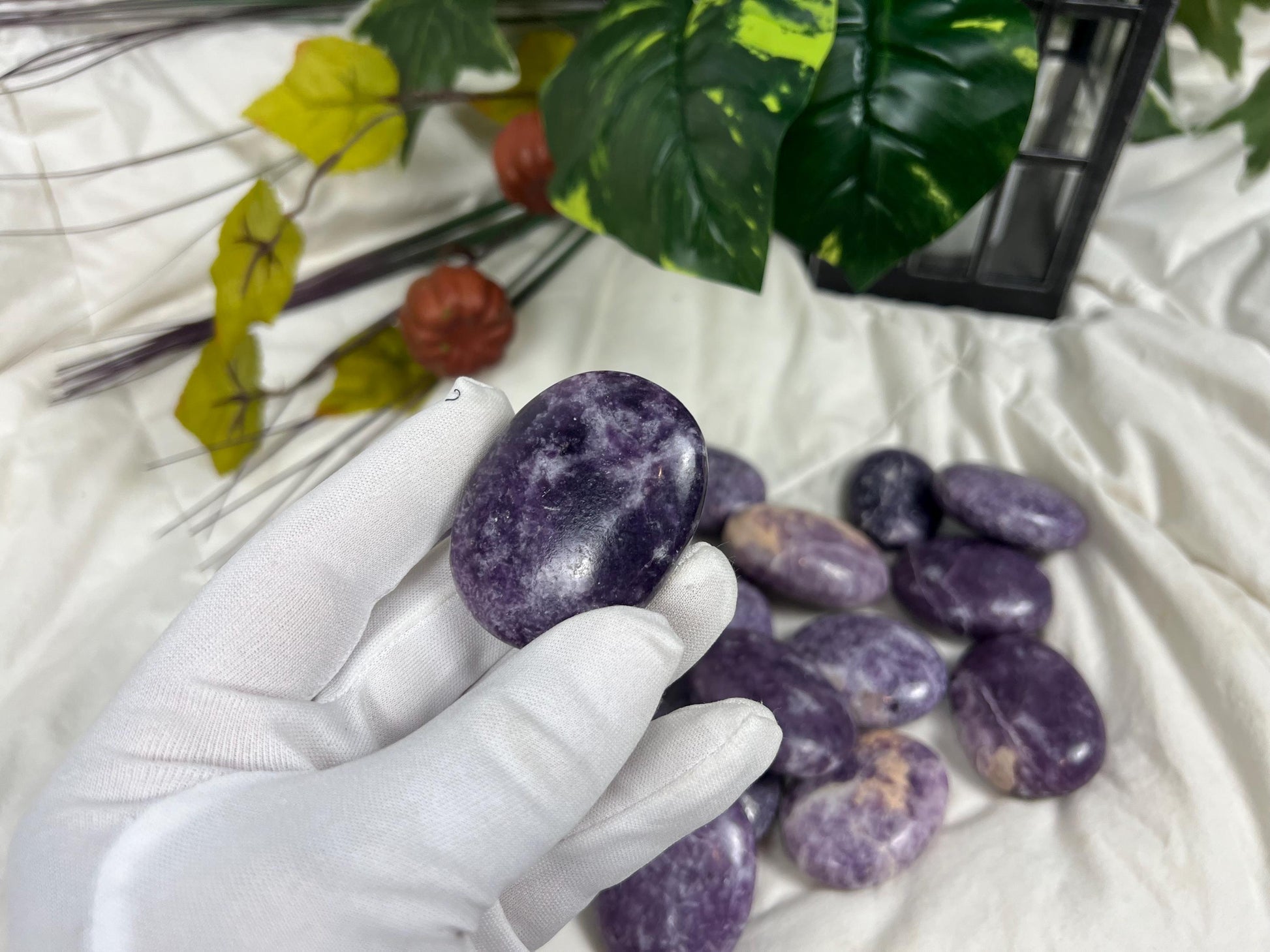 Manitoba Lepidolite Natural Palm Stones Crystal Chakra Stones Anxiety Worry Relief Gift Student Mom Dad Wedding Birthday Home Decor Holiday