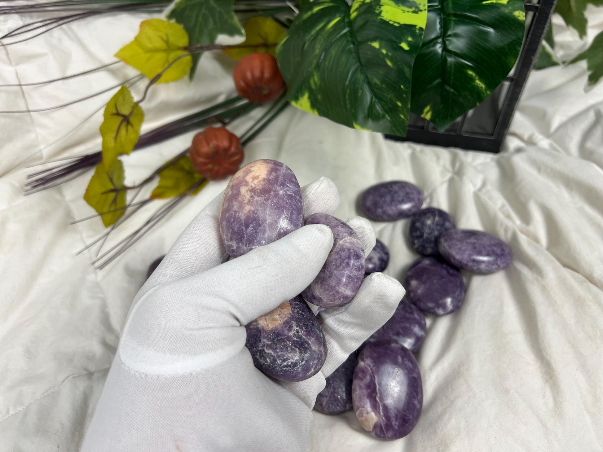 Manitoba Lepidolite Natural Palm Stones Crystal Chakra Stones Anxiety Worry Relief Gift Student Mom Dad Wedding Birthday Home Decor Holiday