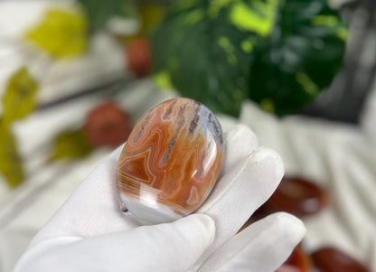 Polished Carnelian Quartz Palm Stone: Brazilian Crystal for Meditation Home Decor Worry Pocket Stress Anxiety Palm Stone