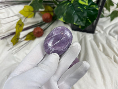 Brazilian Lithionite Palm Stone Natural Crystal Polished Worry Stone Home Decor Anxiety Pocket Distraction Meditation Birthday Christmas