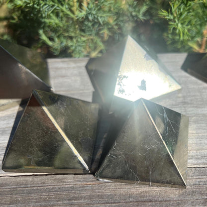 Iron Pyrite Pyramid: Polished Crystal Meditation Decor