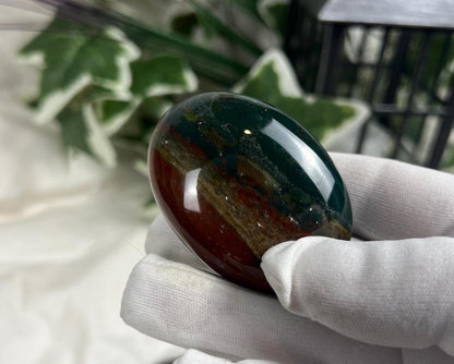 Indian Bloodstone Palm Stone: Polished Worry Stone, Home Decor Home Decor Worry Pocket Stress Anxiety Palm Stone
