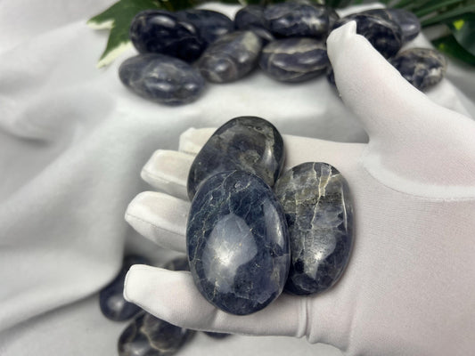 Iolite Palm Stone: Polished Rajasthan Crystal for Anxiety Relief Home Decor Worry Pocket Stress Anxiety Palm Stone