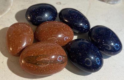 Orange & Purple Goldstone Palm Stone: Meditation Crystal Gift Home Decor Worry Pocket Stress Anxiety Palm Stone