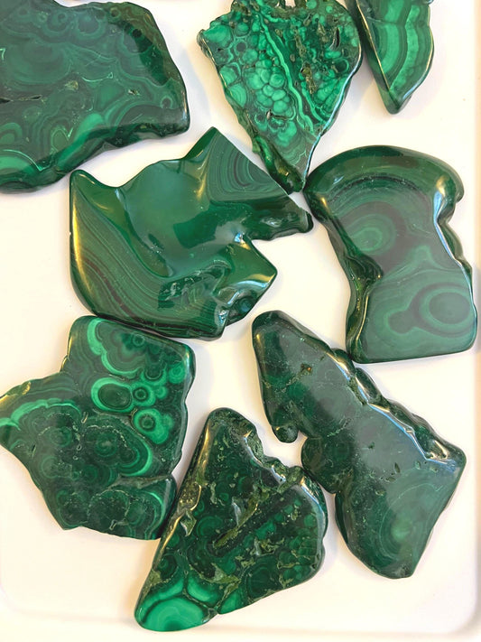 Afghan Malachite Slices Natural Polished Slices Smooth Polished Carved Crystal Distraction from Anxiety or Worry Home Decor Holiday Birthday