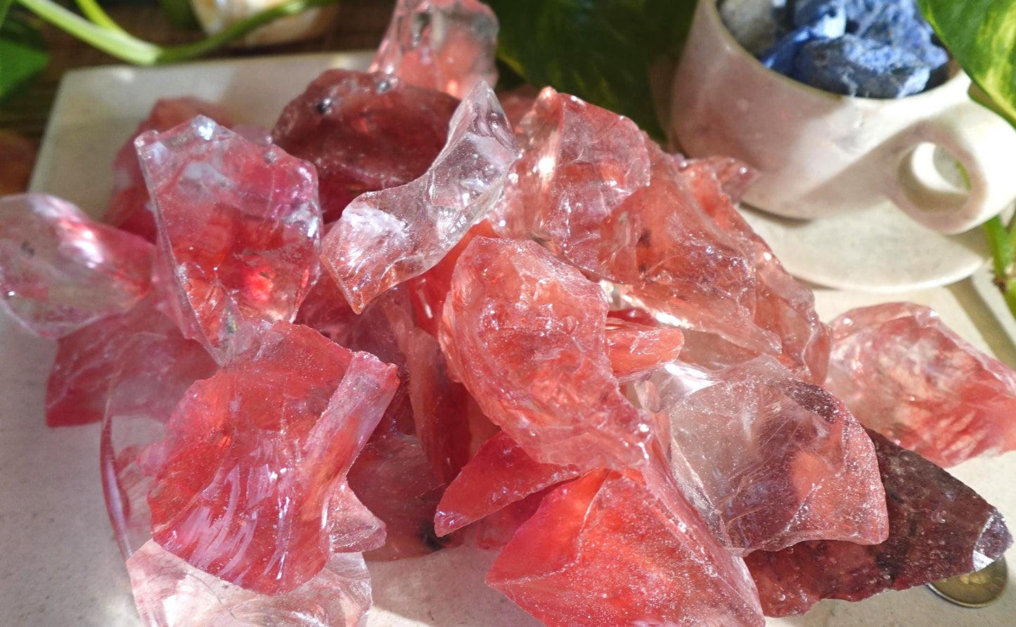 Raw Red Smelting Quartz Crystals: Root Chakra Healing Stones, Arts & Crafts