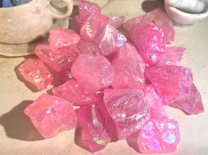 Angel Aura Pink Quartz Crystal: Raw Carved Stone for Meditation