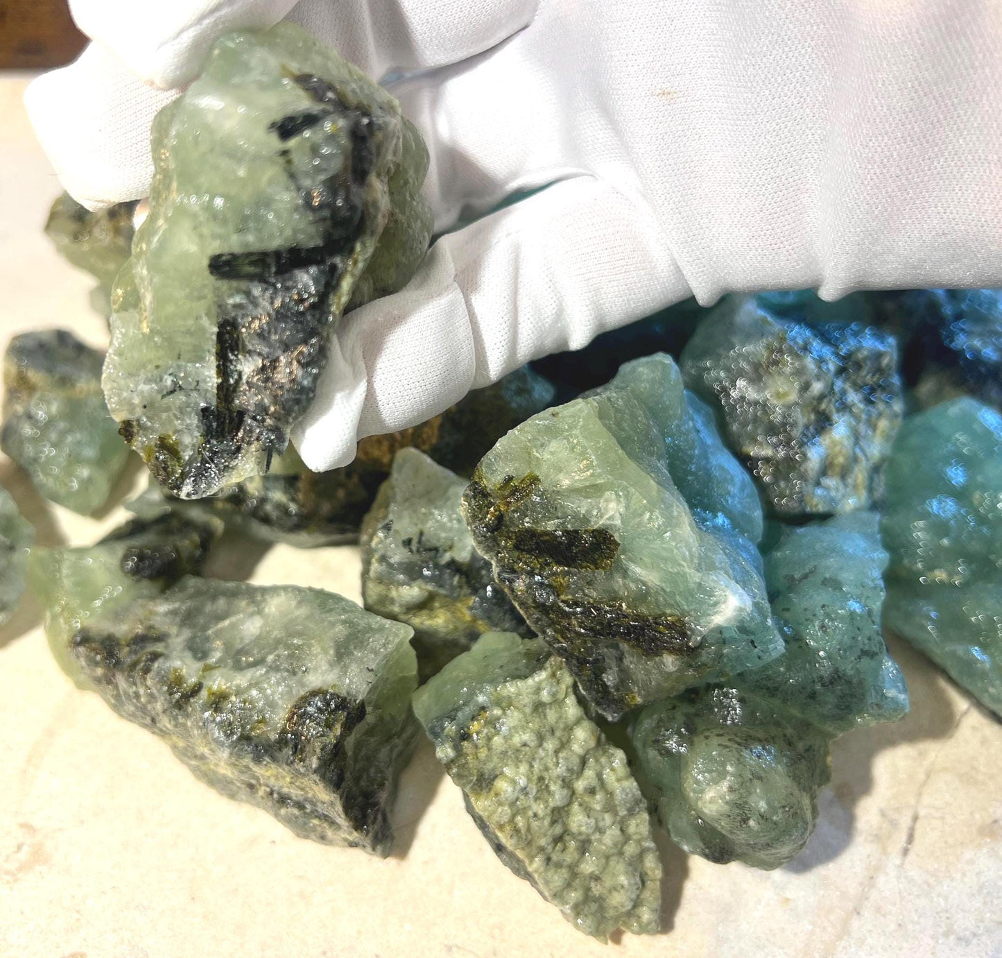 Raw Prehnite Crystal Stone: Anxiety & Stress Relief, Home Decor