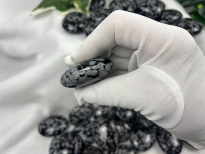 Gujarat Snowflake Obsidian Crystal: Anxiety Relief, Home Decor Home Decor Worry Pocket Stress Anxiety Palm Stone