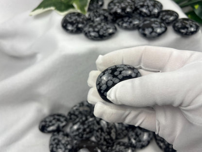 Gujarat Snowflake Obsidian Crystal: Anxiety Relief, Home Decor Home Decor Worry Pocket Stress Anxiety Palm Stone