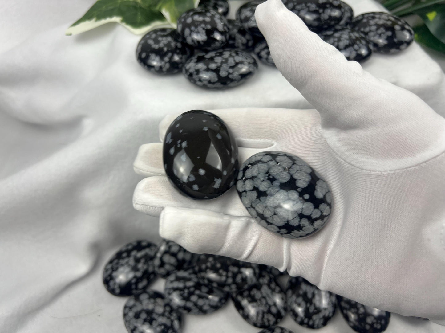 Gujarat Snowflake Obsidian Crystal: Anxiety Relief, Home Decor Home Decor Worry Pocket Stress Anxiety Palm Stone