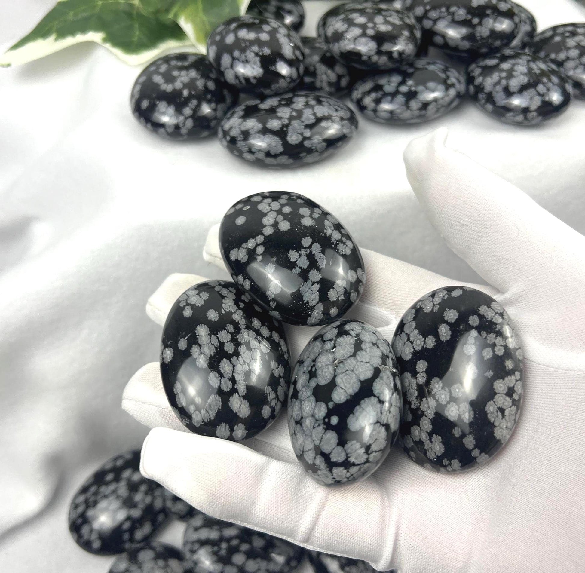 Gujarat Snowflake Obsidian Crystal: Anxiety Relief, Home Decor Home Decor Worry Pocket Stress Anxiety Palm Stone