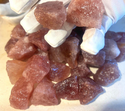 Raw Strawberry Quartz Crystals: Untreated Healing Stones, Home Decor