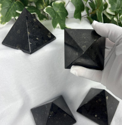 Nuummite Coppernite Pyramid: Polished Crystal Meditation Stone