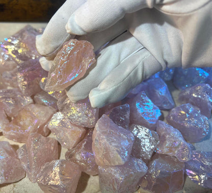 Angel Aura Rose Quartz Crystal: Raw Carved Stone for Anxiety Relief