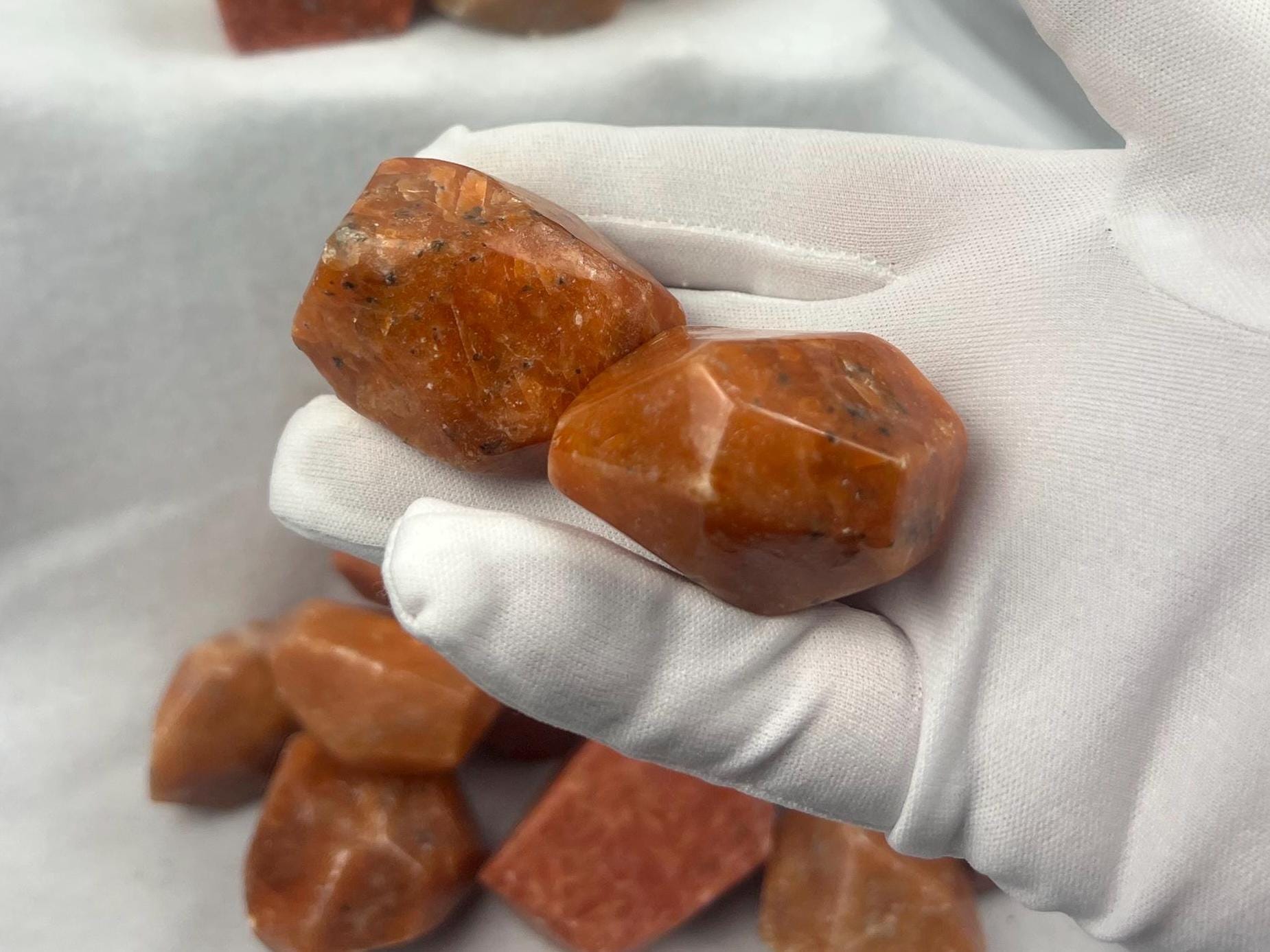 Norwegian Sunstone Palm Stone: Polished Free Form Gemstone Home Decor Worry Pocket Stress Anxiety Palm Stone