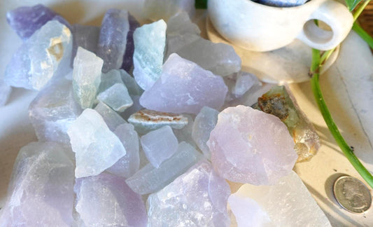 Raw Ghost Fluorite Crystals Natural Crystal Worry Stone Home Decor Anxiety Pocket Distraction Meditation Gift Birthday Christmas