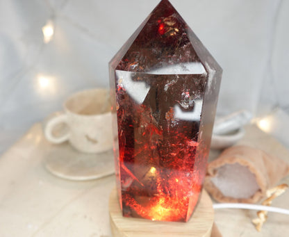 Crystal Night Light Base: Color Changing LED, Bamboo Style