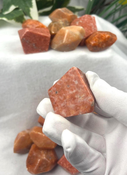 Norwegian Sunstone Palm Stone: Polished Free Form Gemstone Home Decor Worry Pocket Stress Anxiety Palm Stone