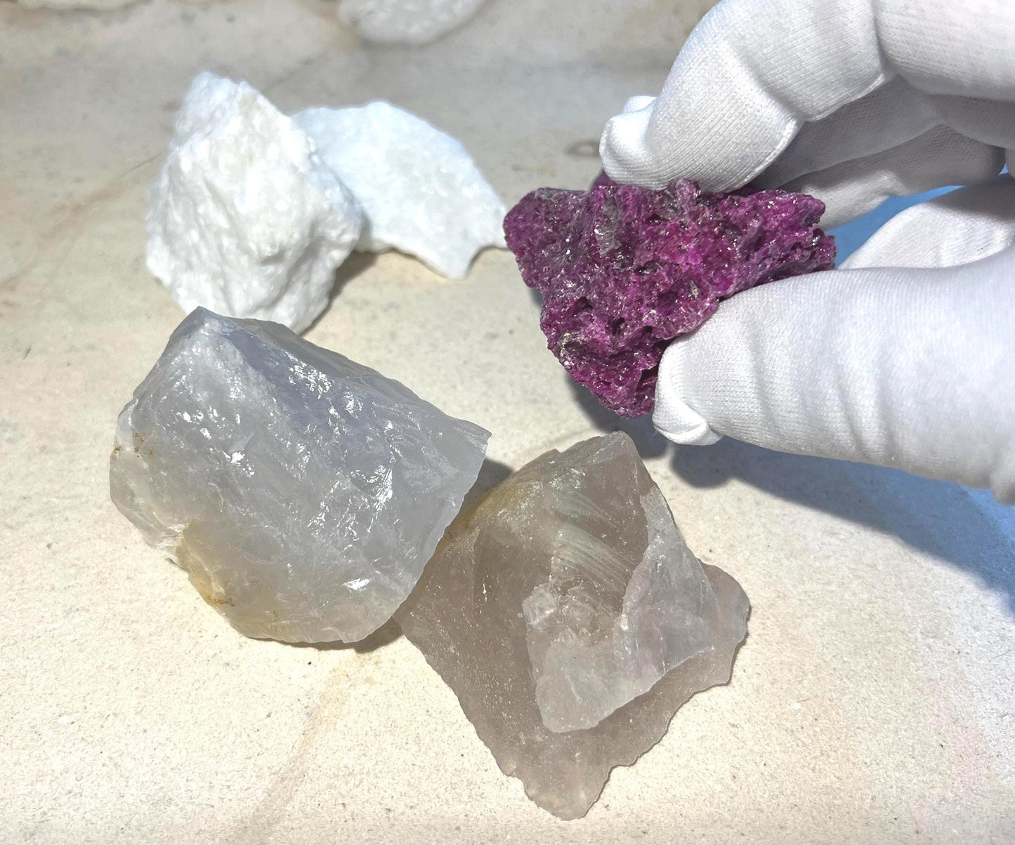 Peace and Courage Power Pack White Jade Raw Ruby Blue Quartz Personal Home Decor Focus Home Decor Birthday Gift Xmas Meditation Anxiety