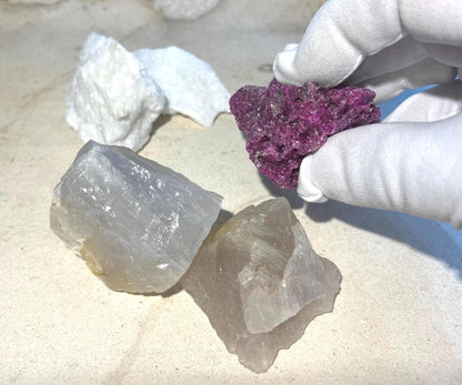 Peace & Courage Crystal Power Pack: Raw Ruby, Blue Quartz, White Jade