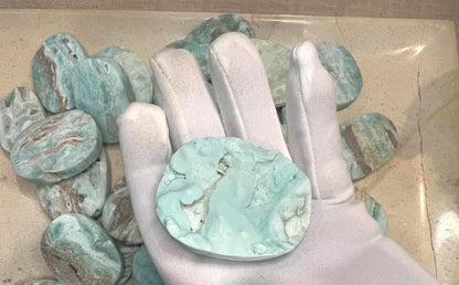 Congo Hemimorphite Palm Stone: Polished Crystal for Anxiety Relief Home Decor Worry Pocket Stress Anxiety Palm Stone