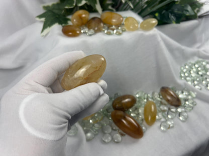 Arkansas Golden Healer Palm Stone: Cigar-Shaped Crystal for Stress Relief Home Decor Worry Pocket Stress Anxiety Palm Stone