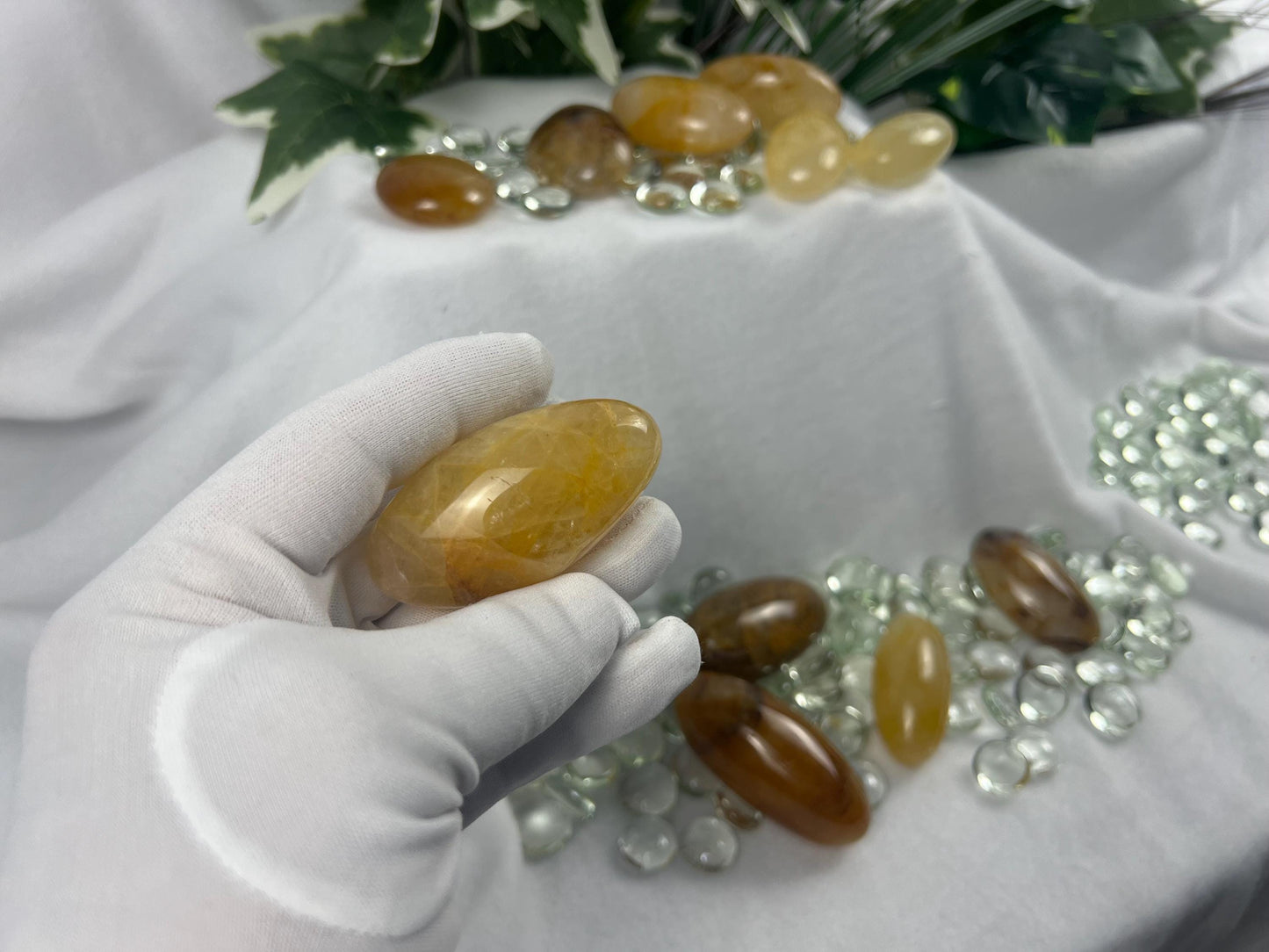 Arkansas Golden Healer Palm Stone: Cigar-Shaped Crystal for Stress Relief Home Decor Worry Pocket Stress Anxiety Palm Stone