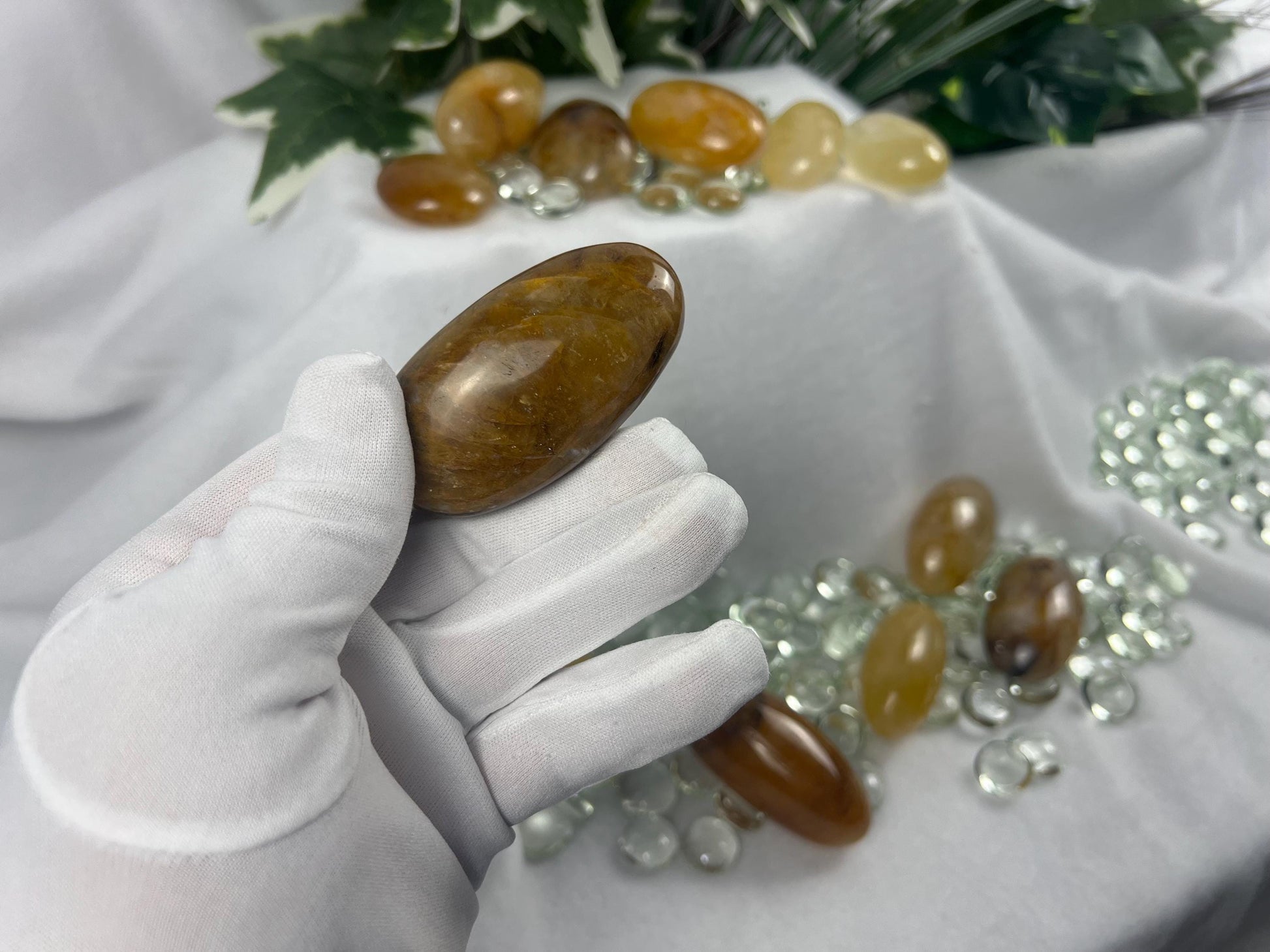 Arkansas Golden Healer Palm Stone: Cigar-Shaped Crystal for Stress Relief Home Decor Worry Pocket Stress Anxiety Palm Stone