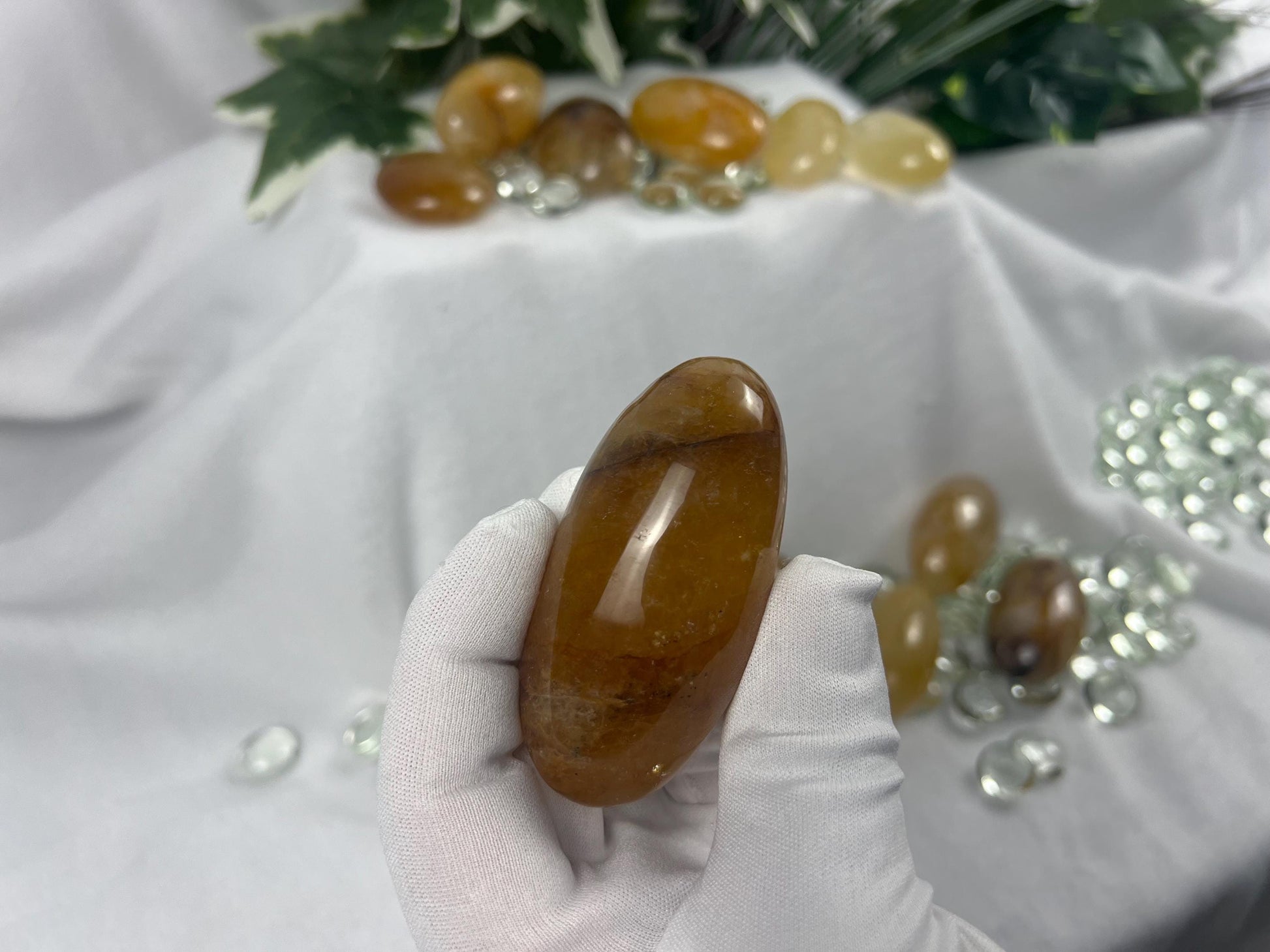 Arkansas Golden Healer Palm Stone: Cigar-Shaped Crystal for Stress Relief Home Decor Worry Pocket Stress Anxiety Palm Stone