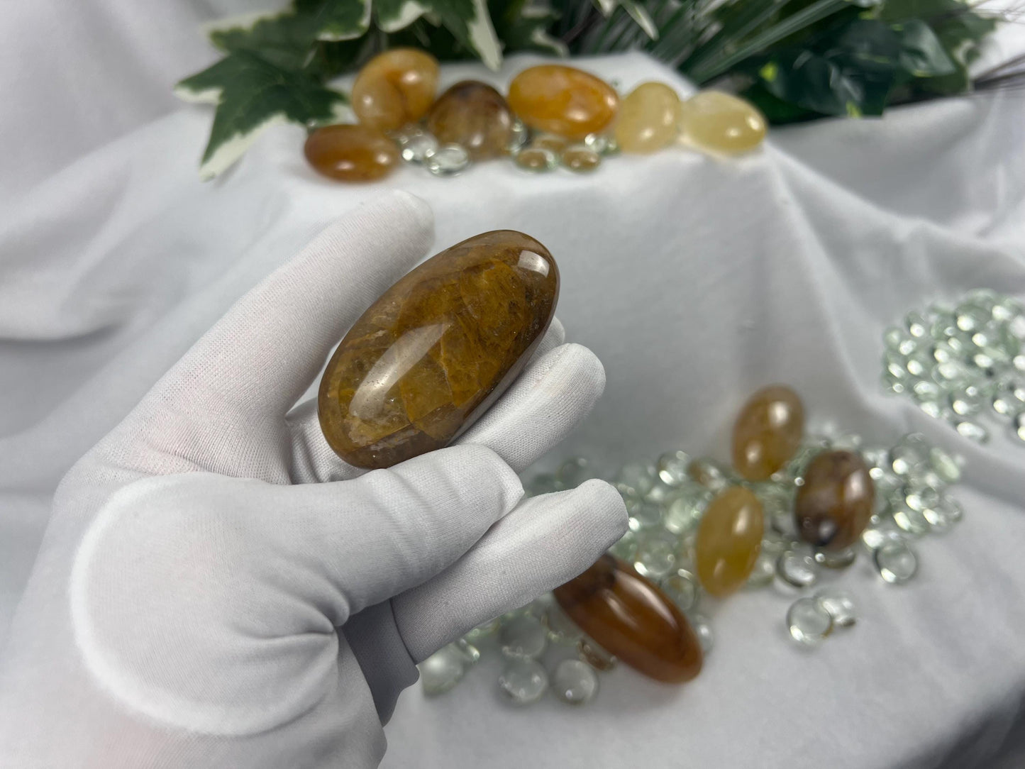 Arkansas Golden Healer Palm Stone: Cigar-Shaped Crystal for Stress Relief Home Decor Worry Pocket Stress Anxiety Palm Stone