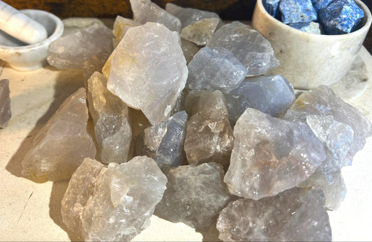 Raw Blue Quartz Crystals Natural Crystal Worry Stone Home Decor Anxiety Pocket Distraction Meditation Gift Birthday Christmas