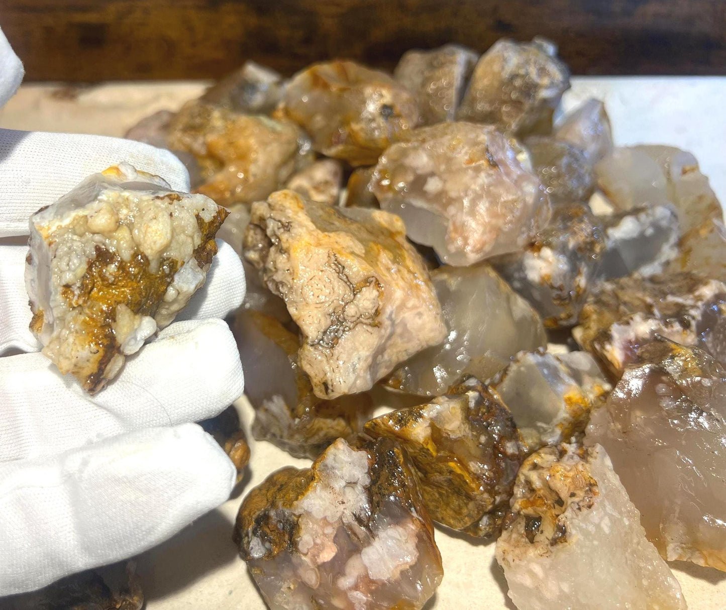 Flower Blossom Agate Crystal: Raw Carved Stone for Anxiety Relief
