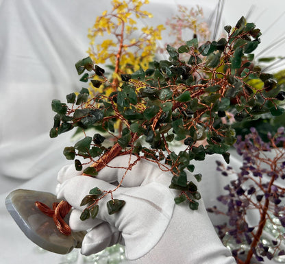 Crystal Confetti Tree Suncatcher: Copper Wire or Resin Trunk, Agate Base