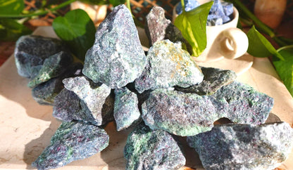Raw Ruby in Fuchsite Specimen: Untreated Crystal for Home Decor