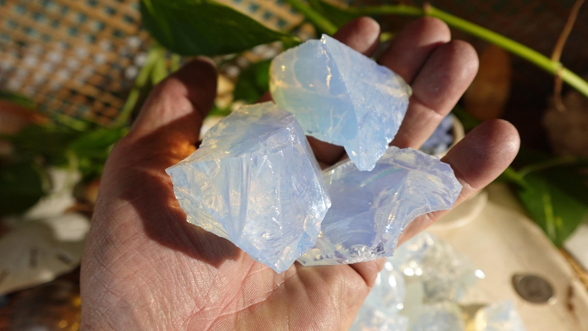 Raw Cut Clear Opalite High Frequency Crystals Untreated Anxiety Home Decor Wholesale minerals School Christmas Xmas Home Decor Craft