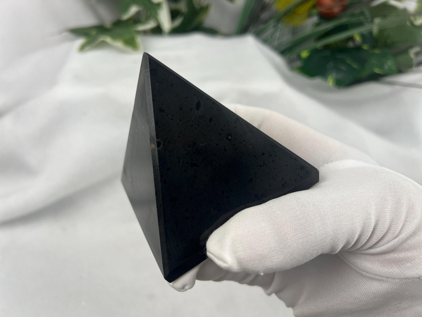 Namibia Black Tourmaline Natural Pyramid Smooth Polished Carved Crystal Worry Anxiety Distraction Meditation Christmas Xmas Gift Decor Focus
