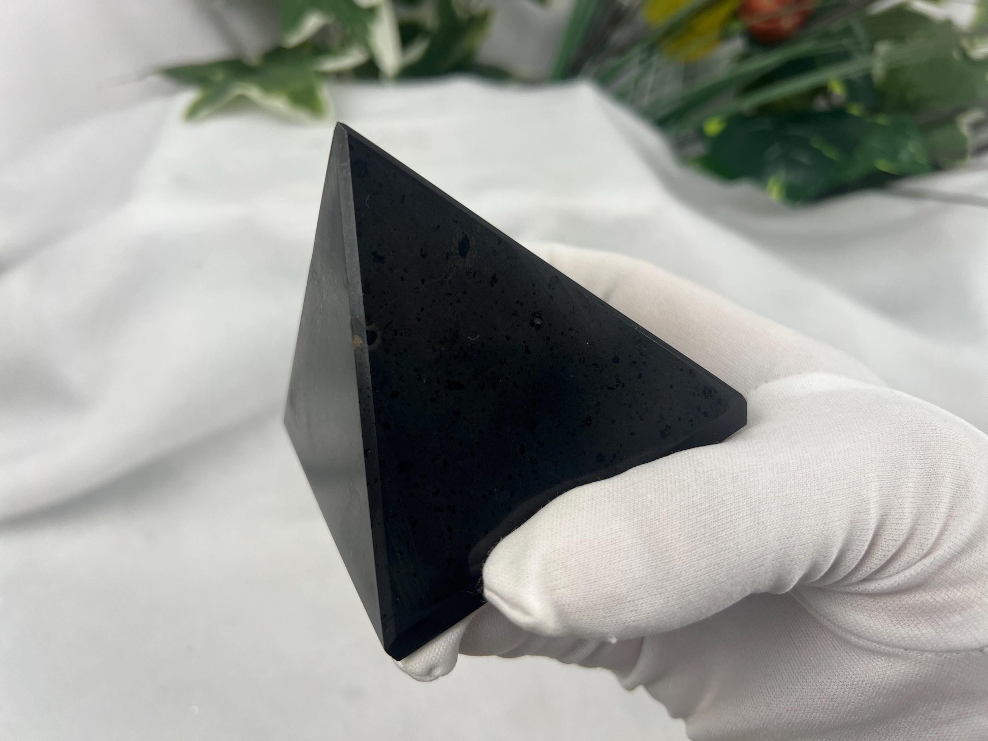 Namibia Black Tourmaline Natural Pyramid Smooth Polished Carved Crystal Worry Anxiety Distraction Meditation Christmas Xmas Gift Decor Focus
