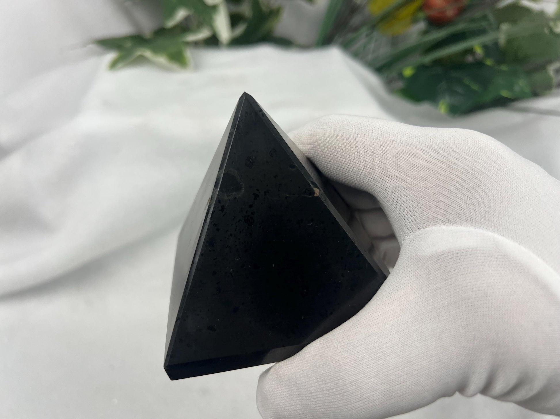 Namibia Black Tourmaline Natural Pyramid Smooth Polished Carved Crystal Worry Anxiety Distraction Meditation Christmas Xmas Gift Decor Focus