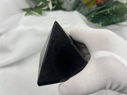 Namibia Black Tourmaline Pyramid Natural Crystal Polished Worry Stone Home Decor Anxiety Pocket Distraction Meditation Birthday Christmas