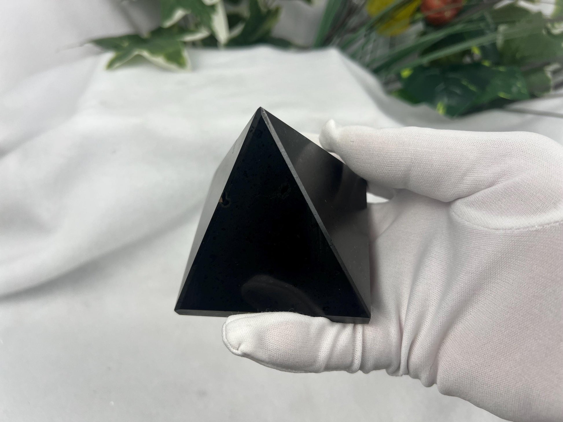 Namibia Black Tourmaline Natural Pyramid Smooth Polished Carved Crystal Worry Anxiety Distraction Meditation Christmas Xmas Gift Decor Focus