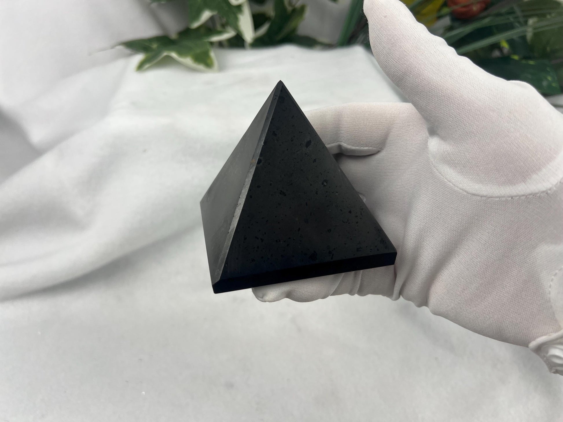 Namibia Black Tourmaline Pyramid Natural Crystal Polished Worry Stone Home Decor Anxiety Pocket Distraction Meditation Birthday Christmas