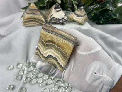 Zebra Calcite Pyramid: Polished Carved Crystal - Meditation Decor
