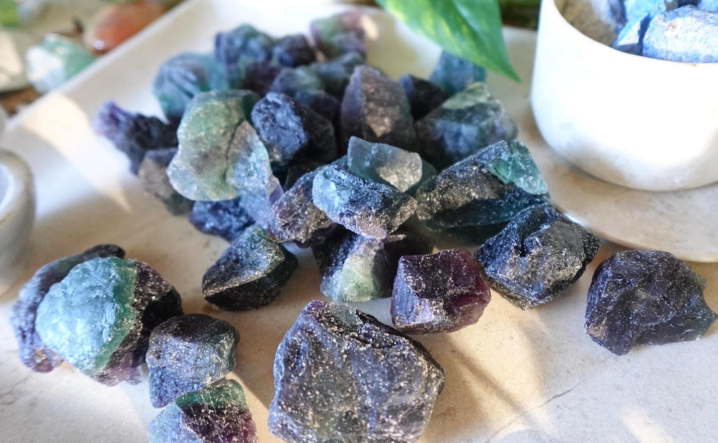 Raw Rainbow Fluorite Crystals Natural Crystal Worry Stone Home Decor Anxiety Pocket Distraction Meditation Gift Birthday Christmas