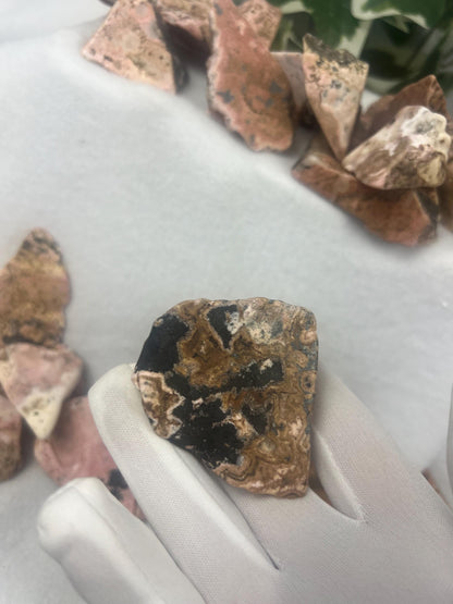 Polished Rhodonite Stone: British Columbia Crystal for Anxiety & Home Decor Home Decor Worry Pocket Stress Anxiety Palm Stone