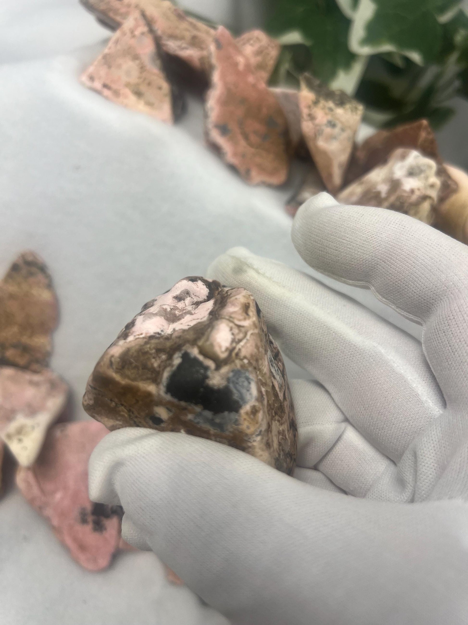 Fresh British Columbia Rhodonite Natural Polished Free Form Stone Smooth Carved Crystal for Distraction Anxiety Christmas Home Decor