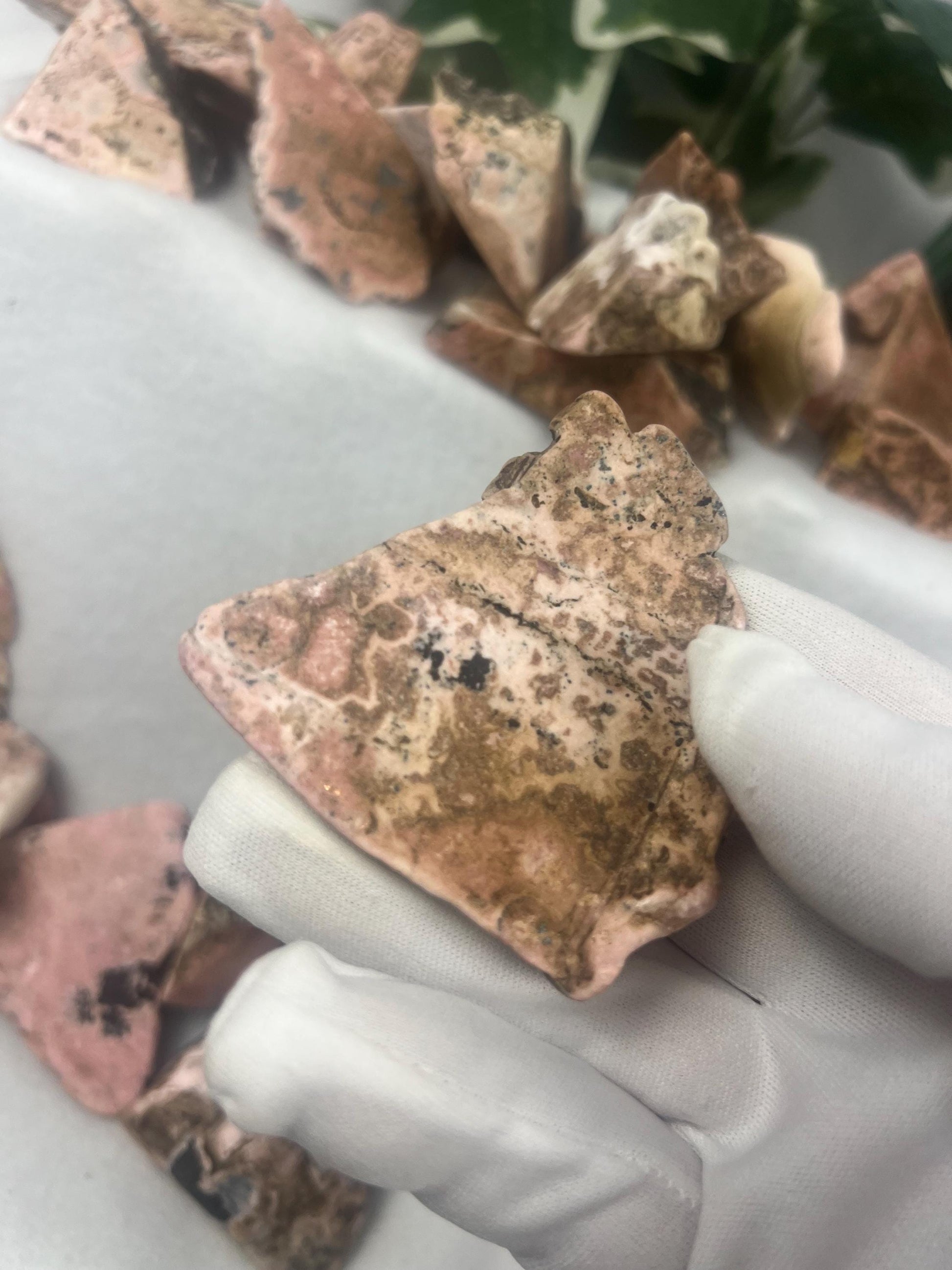 Fresh British Columbia Rhodonite Natural Polished Free Form Stone Smooth Carved Crystal for Distraction Anxiety Christmas Home Decor