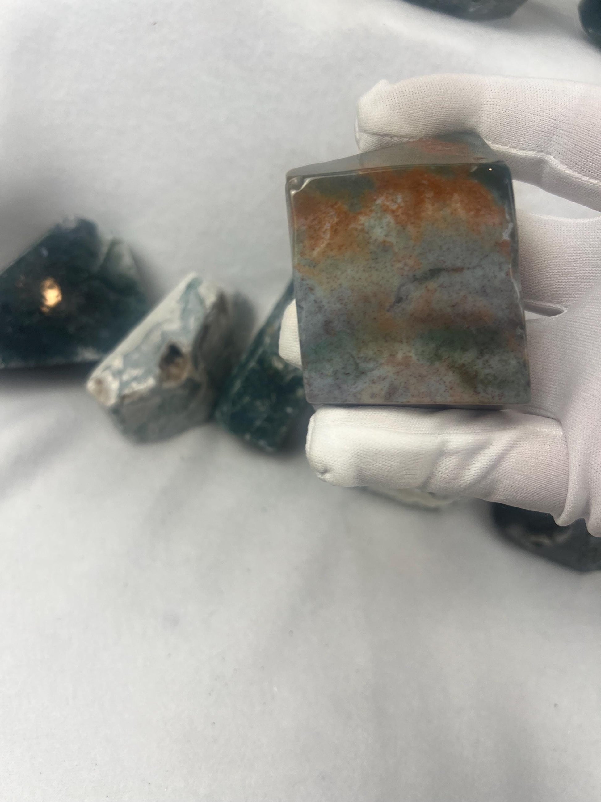 British Columbia Moss Agate Natural Polished Free Form Stone Smooth Carved Crystal Distraction Anxiety Christmas Home Decor Birthday Gift