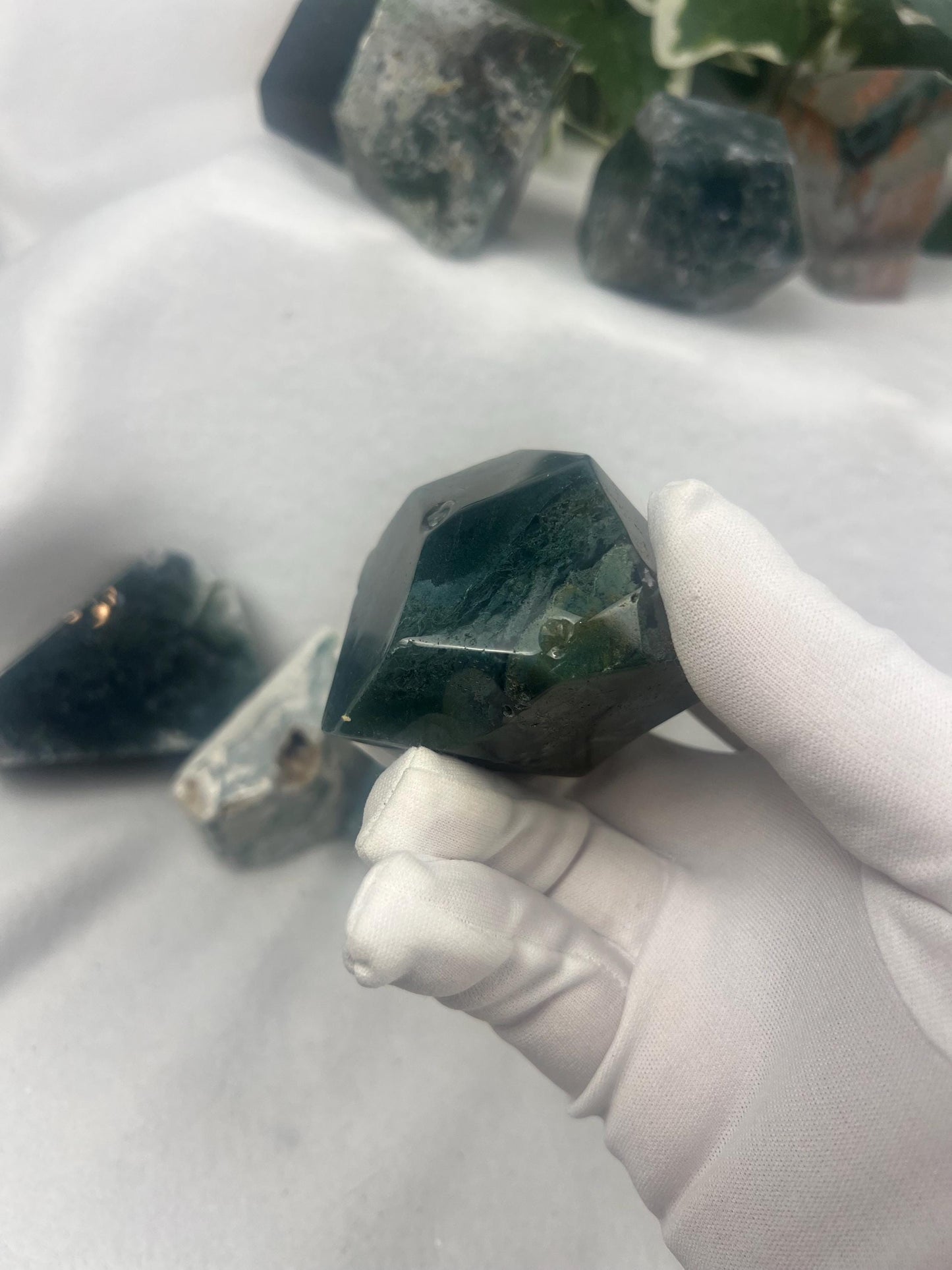British Columbia Moss Agate Natural Polished Free Form Stone Smooth Carved Crystal Distraction Anxiety Christmas Home Decor Birthday Gift
