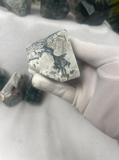 British Columbia Moss Agate: Polished Free Form Crystal Stone Home Decor Worry Pocket Stress Anxiety Palm Stone